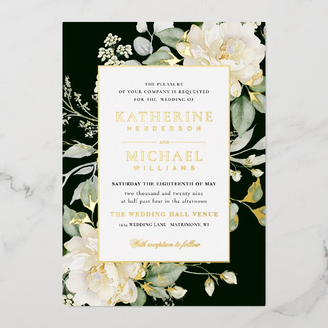 Green Sage Eucalyptus Rose Ivory & QRcode Wedding (Front)
