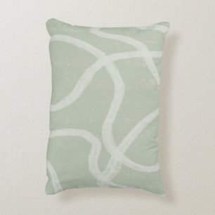 Green Sage White Abstract Throw Pillow