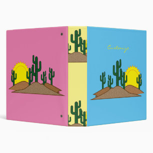 Green Saguaro Cactus Desert Sunrise Thunder_Cove Binder