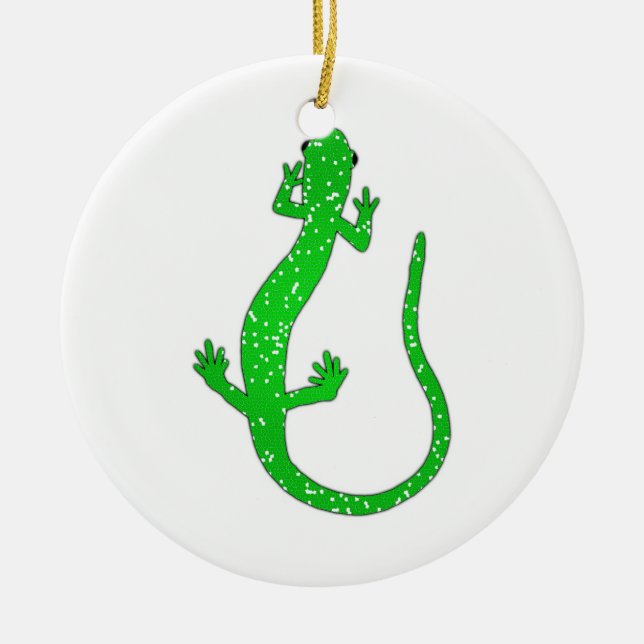 Green Salamander Logo Ceramic Ornament (Front)