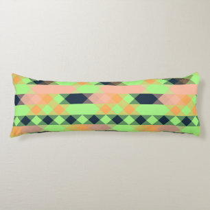 green, salmon, orange geometric body pillow