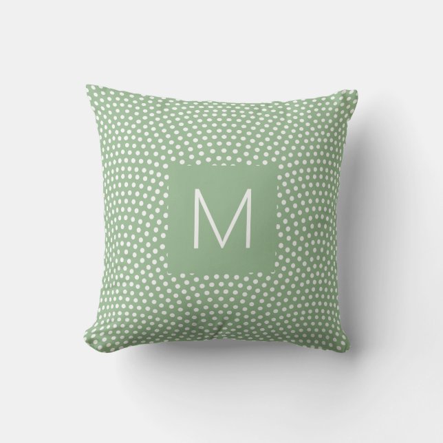 Green Same Komon (shark skin) Monogrammed Throw Pillow (Front)