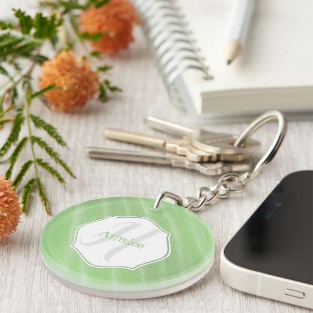 Green Sand Ripples Personalized Acrylic Keychain (Front Right)