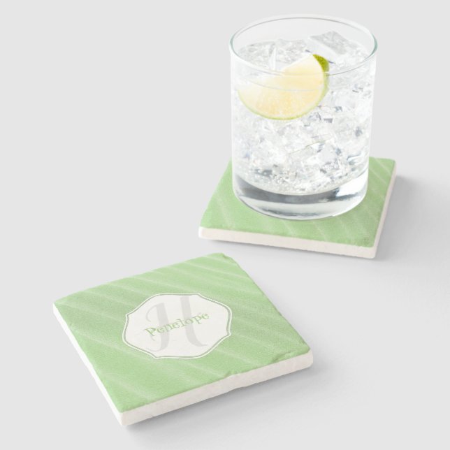 Green Sand Ripples Personalized Coaster (Side)