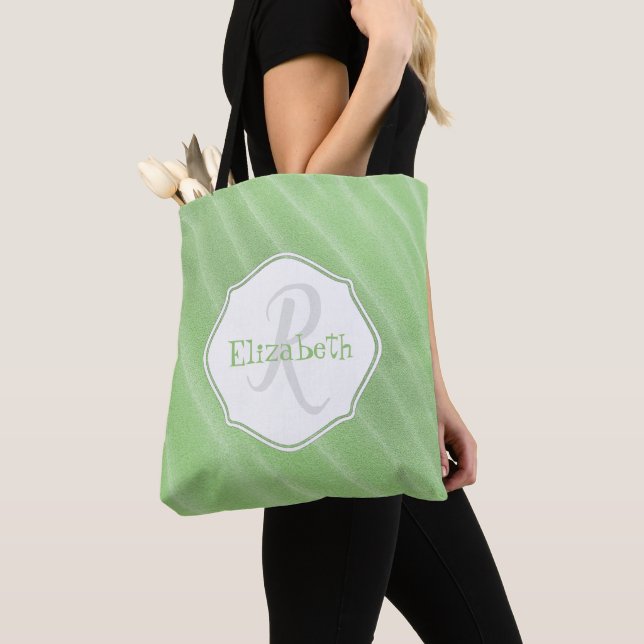 Green Sand Ripples Personalized Tote Bag (Close Up)