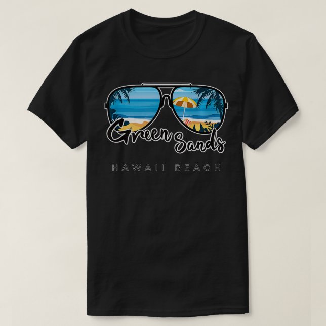 Green Sands Beach Hawaii Palm Tree Sunglasses Souv T-Shirt (Design Front)