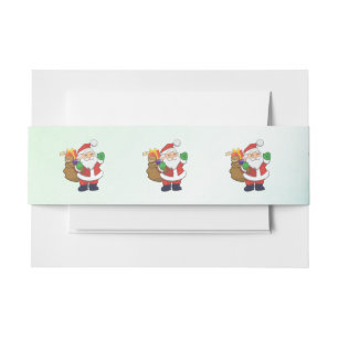 Green Santa With Toys Invitation Belly Band