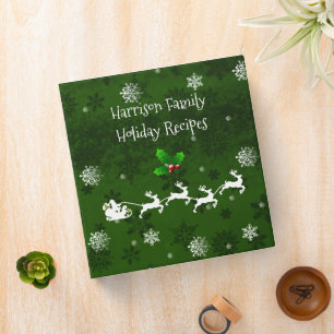 Green Santa's Sleigh and Reindeer Recipe Binder