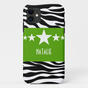 Green Sassy Star Zebra BT iPhone 5 Case