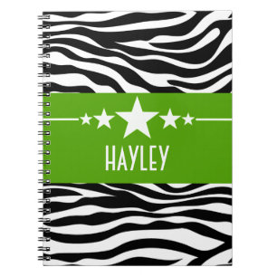 Green Sassy Star Zebra Notebook