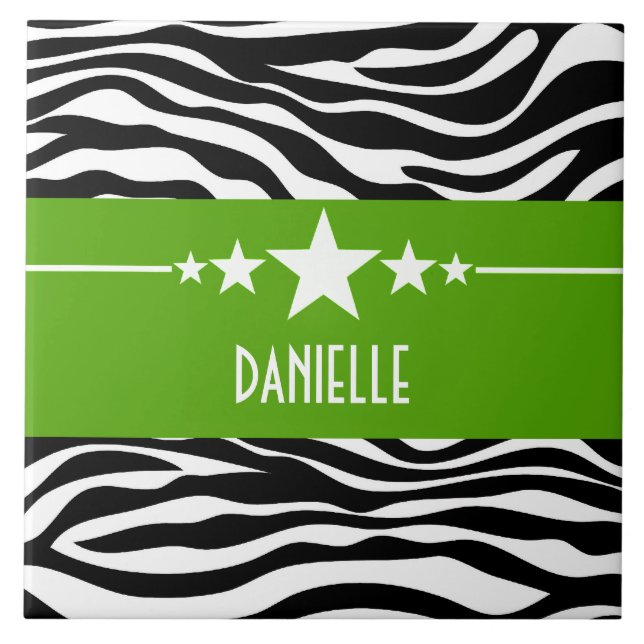 Green Sassy Star Zebra Tile (Front)