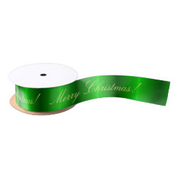 Green satin merry Christmas Ribbon