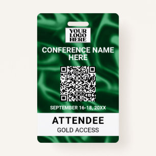 Green Satin Trade Show Conference Event Badge