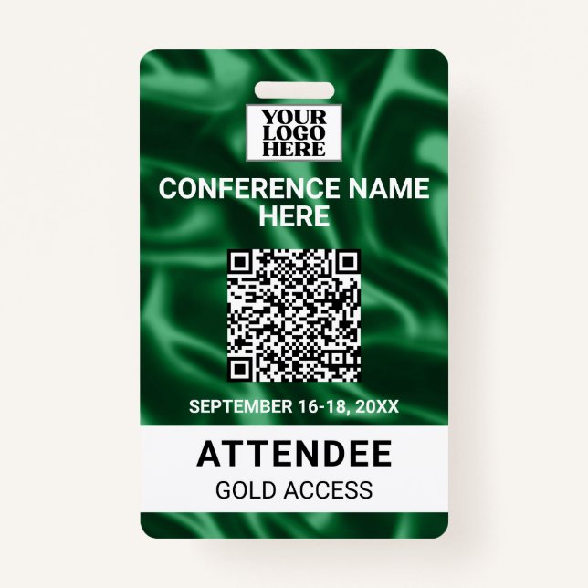 Green Satin Trade Show Conference Event Badge (Front)