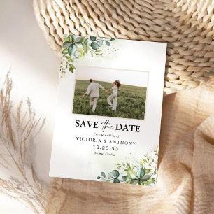 Green Save The Date avec Carte photo
