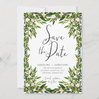 Green Save the Date Card