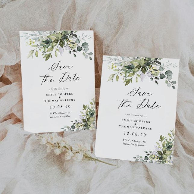 Green Save The Date Cards (Créateur téléchargé)