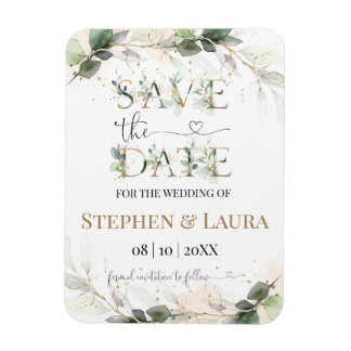 Green Save the Date Magnet Card