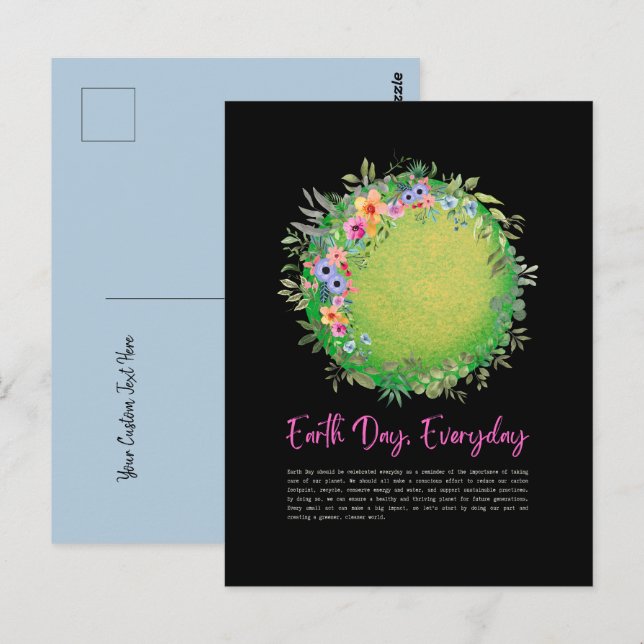 Green Save The Planet Earth Day Everyday Postcard (Front/Back)