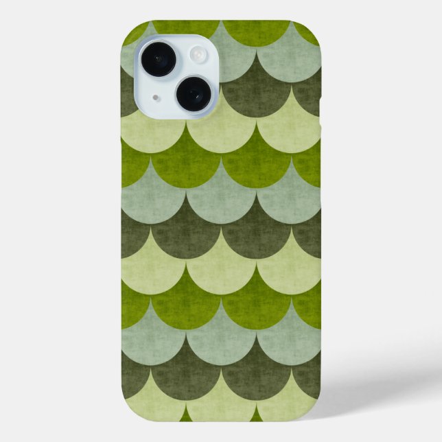 Green Scalloped Dragon Scale Pattern Case-Mate iPhone Case (Back)