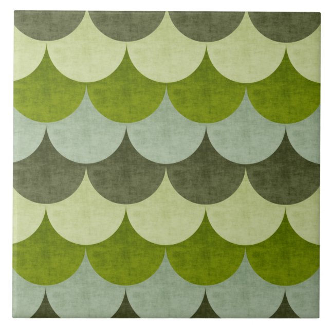 Green Scalloped Dragon Scale Pattern Tile (Front)