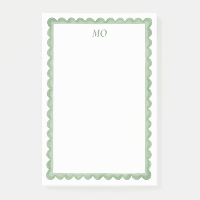 Green Scalloped | Personalized Stationary Post-it Notes (Front)