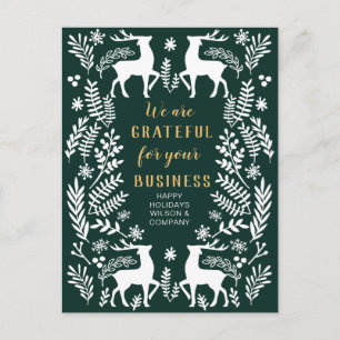 Green Scandinavian Nordic Reindeer Business  Holiday Postcard