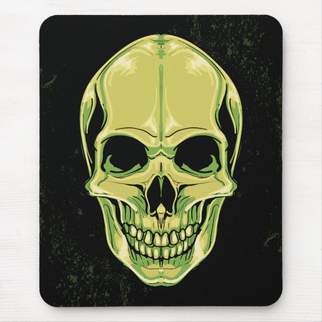 Green Scary Skull On Grunge Background Mouse Pad (Front)
