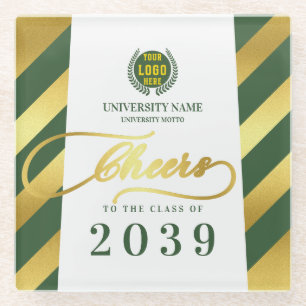 Green School College University Graduation Day Glass Coaster