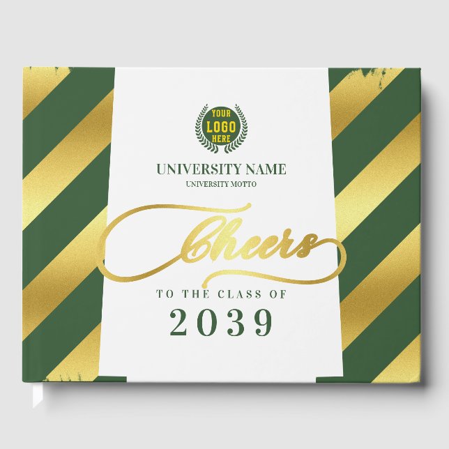 Green School College University Graduation Day Guest Book (Front)