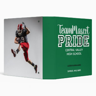 Green School Pride Mascot Name 3 Ring Binder