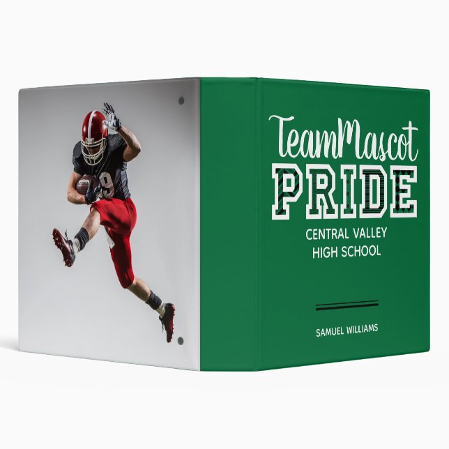 Green School Pride Mascot Name 3 Ring Binder (Background)