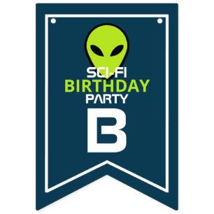 Green Sci-fi Alien, Birthday Bunting Flags