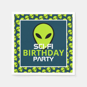 Green Sci-fi Alien, Birthday Napkin