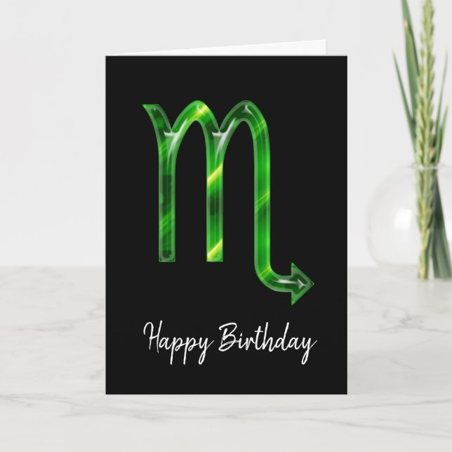 Green Scorpio Sign Birthday Card (Front)