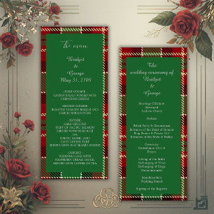 green scottish country wedding menu & program