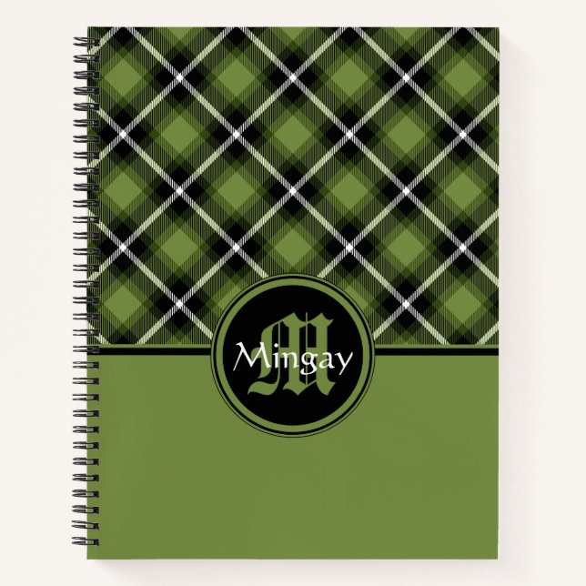 Green Scottish Plaid Personalized Notebook (Front)