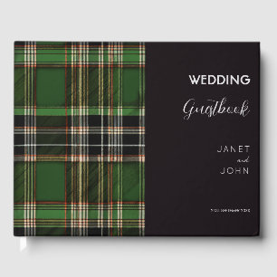 Green Scottish Tartan Wedding  Guest Book