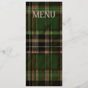 Green Scottish Tartan Wedding Menu