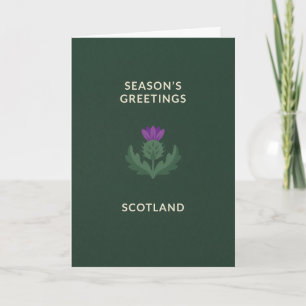 Green Scottish Thistle Seasons Greetings Christmas Card