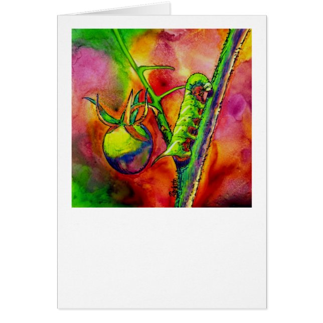 "Green Scourge" - Tomato Hornworm Card (Front)