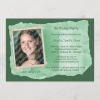 Green Scrapbook Photo Surprise Party Invite
