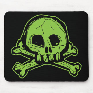 Green Scribbly Skull Mouse Pad