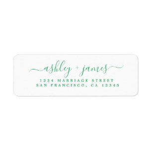 Green Script  Elegant Return Address Label