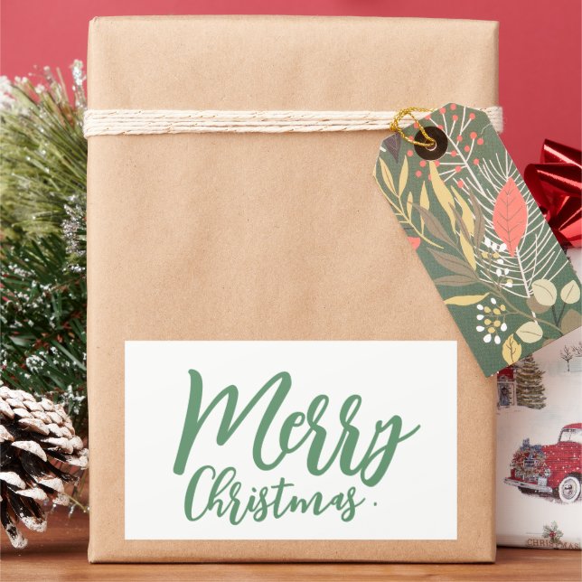 Green Script Merry Christmas Cookie Labels (Holiday)