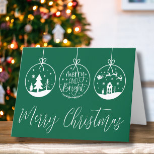 Green Script Merry Christmas Holiday Card