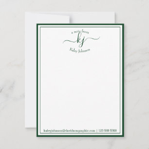 Green Script Personalized From The Desk Of Thank You Card