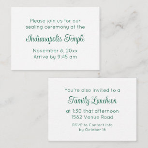 Green Script Temple Sealing & Repas Invitation