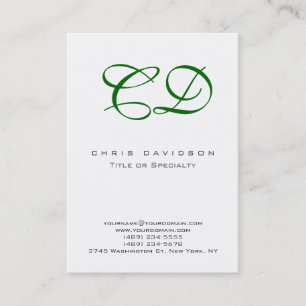 Green Script White Contemporary Business Card