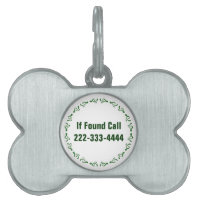 Green Scroll Pet ID Tag